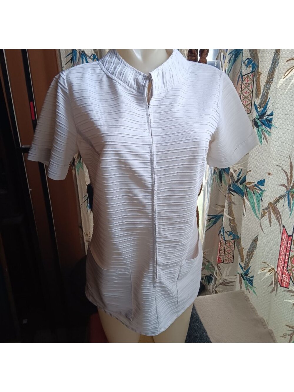 Vintage Medium Nurses Beautician Tunic Work Top  1960's Dacron Polyester Paragon